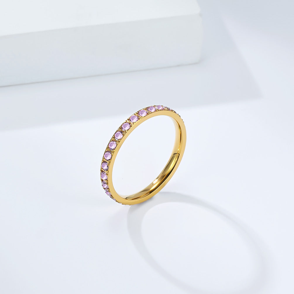 Planderful Stainless Steel Zircon Ring For Women Gypsy Star Inlaid Elegant Statement Everyday Genie