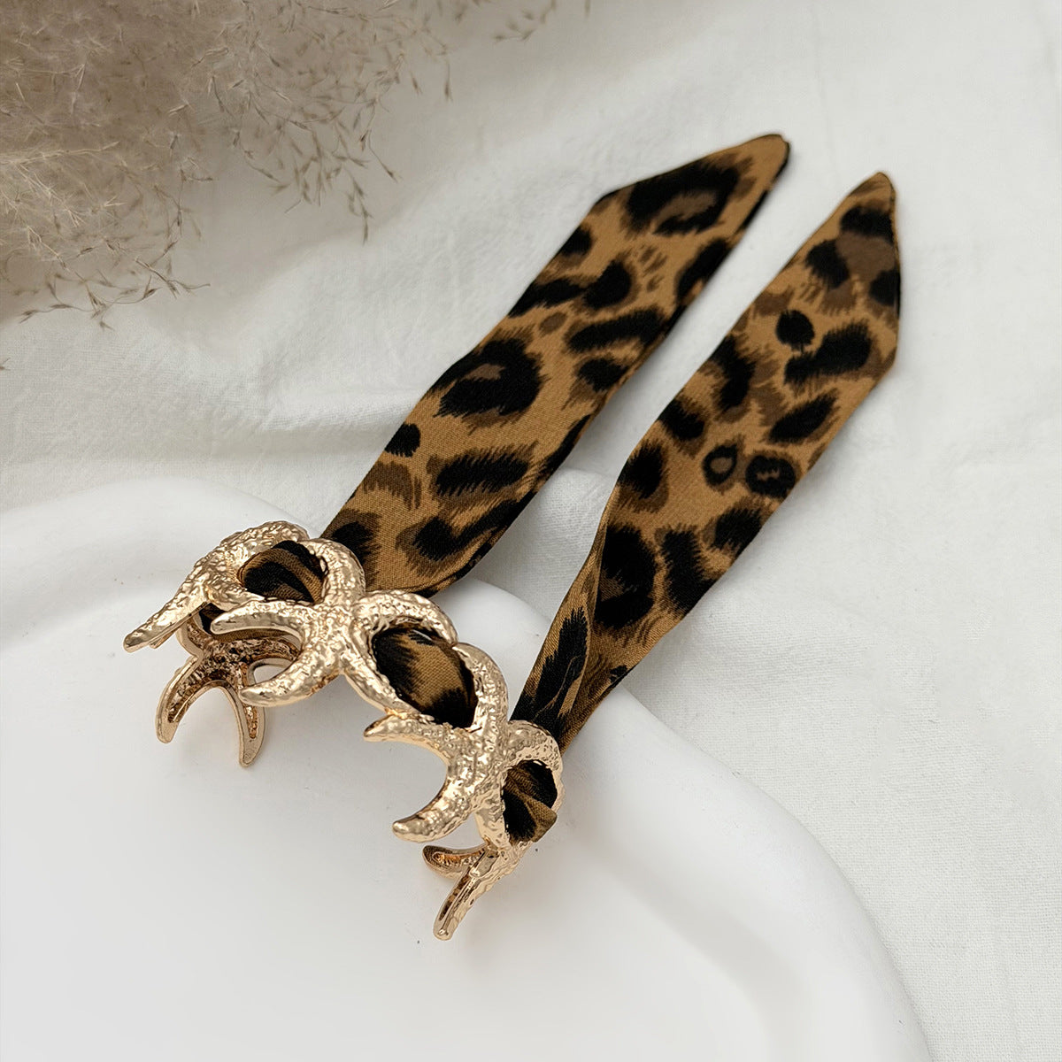 Planderful Silk Scarf Opening Bracelet Vintage Retro Gold Tone For Women Starfish Flower Engraved