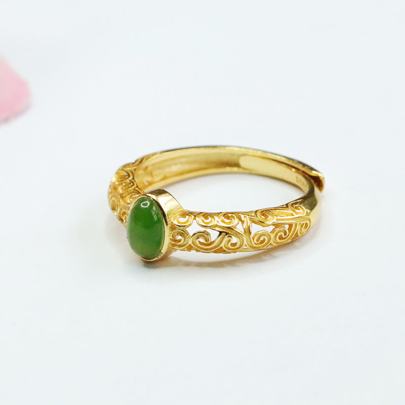 925 Sterling Silver Hetian Jasper Cloud Ring