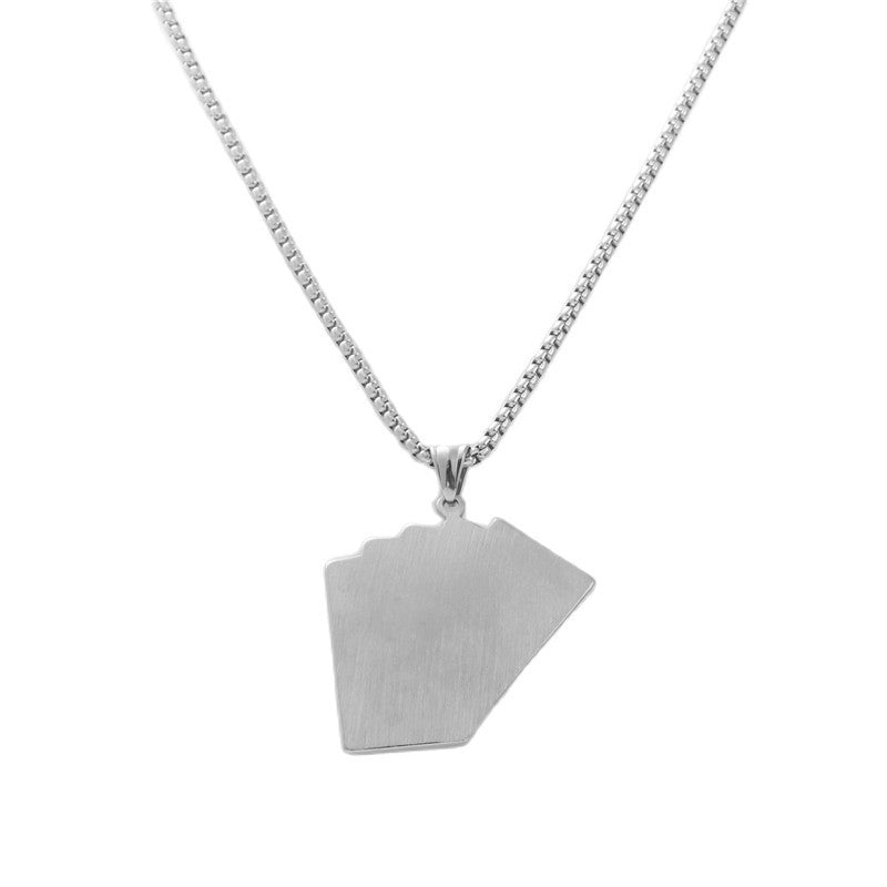 Modern Titanium Steel Playing Card Pendant Necklace for Trendy Men and Women