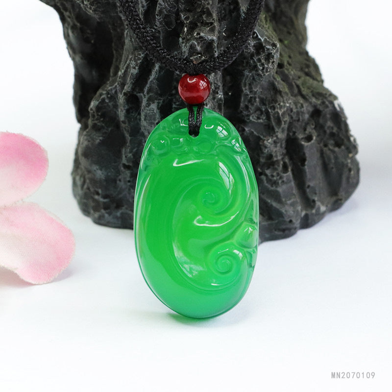 Green Chalcedony Ruyi Pendant