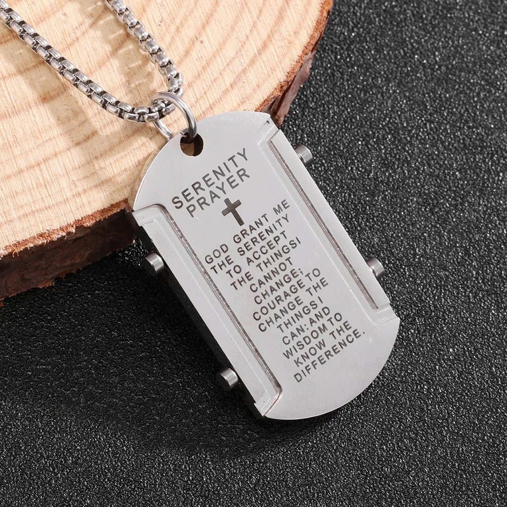 Planderful Personalized Tag Necklace Stainless Steel For Men Gift For Him Punk Square Pendant