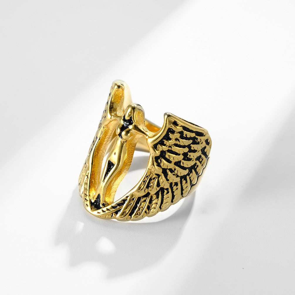Angel Wings Stainless Steel Ring for Men