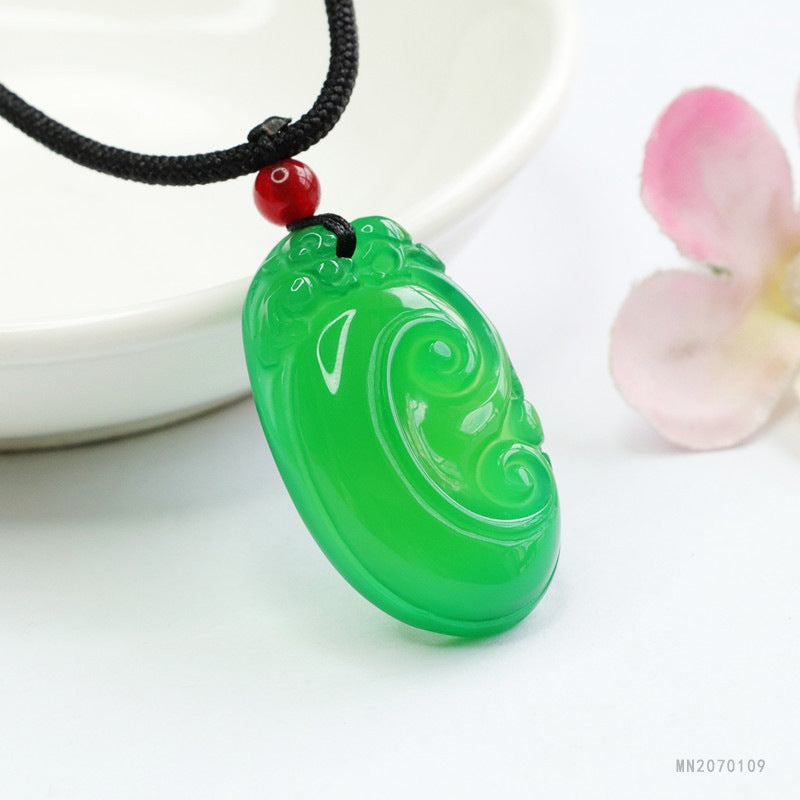 Green Chalcedony Ruyi Pendant