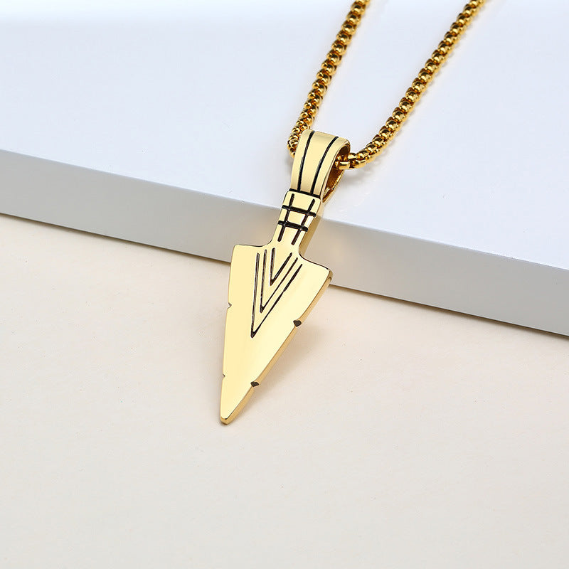 Spearhead Pendant Hip-Hop Wind Titanium Steel Necklace Men's Titanium Steel Pendant