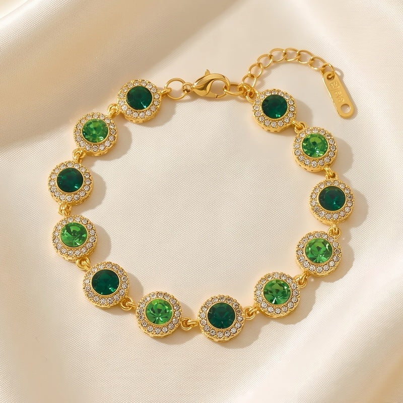 Dopamine Color Full Zircon Bracelet Gypsy Stainless Steel Women's