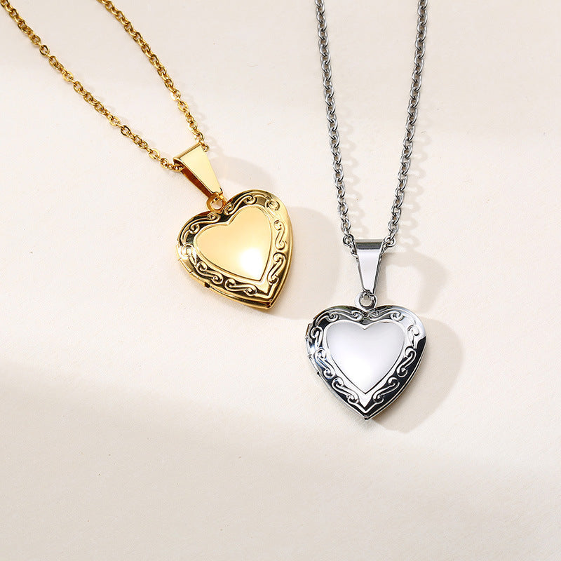European And American Heart-Shaped Zircon Gold Necklace