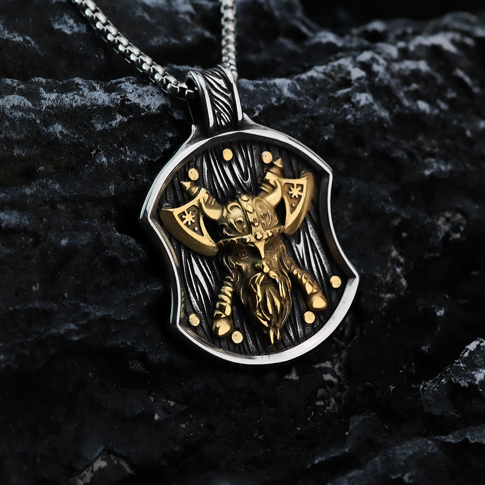 Vintage Men's Stainless Steel Personalized Viking Odin Necklace
