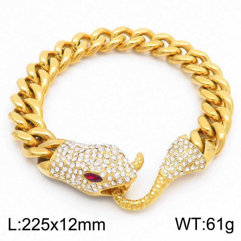 Rock Inlaid Zircon Snake Element Series – Snake Head Bracelet