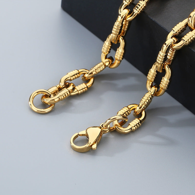 Planderful Unisex Hip Hop Stainless Steel Bracelet