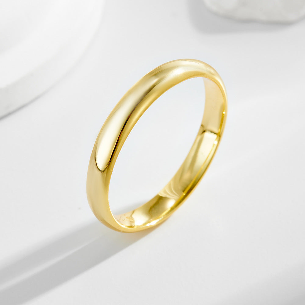 Planderful Sterling Silver Gold Plated Ring 3mm Minimalist Plain Band For Women And Teens