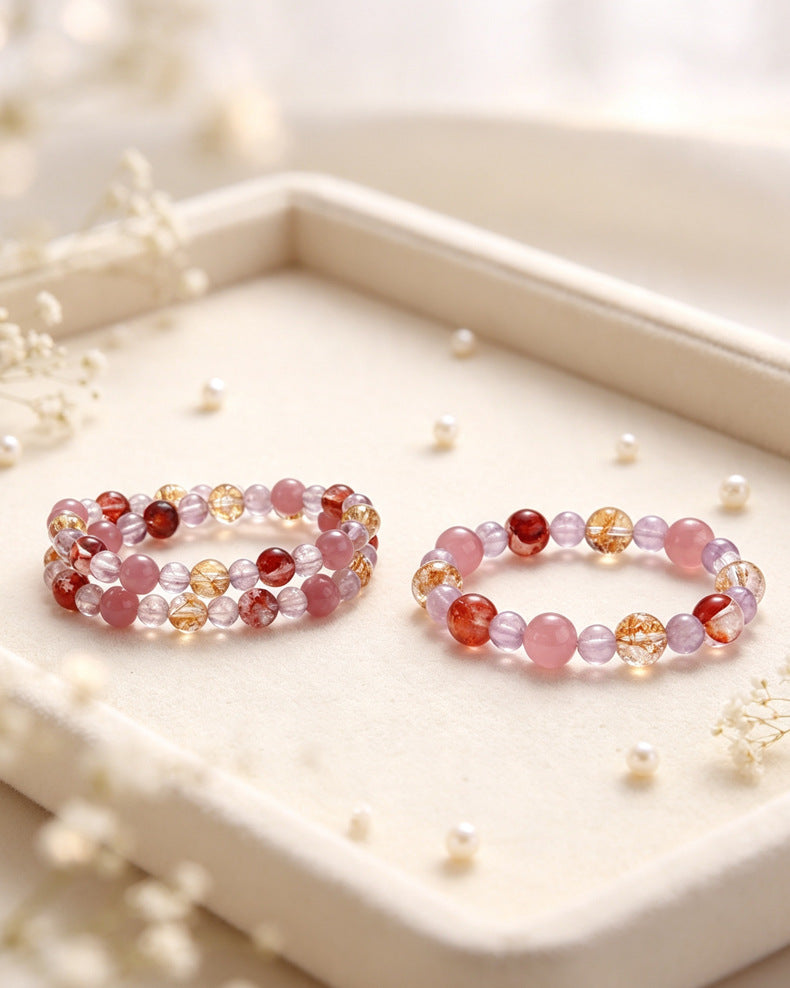 Amethyst Rose Quartz Crystal Horse Bracelet