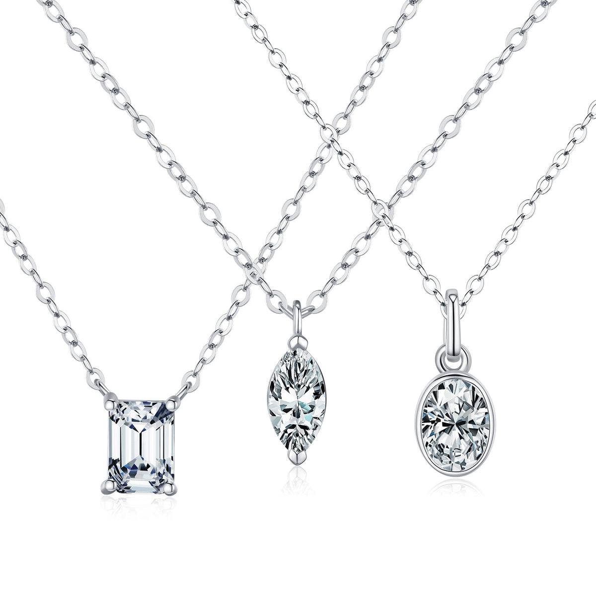 925 Sterling Silver VVS1 Moissanite Pendant Necklace