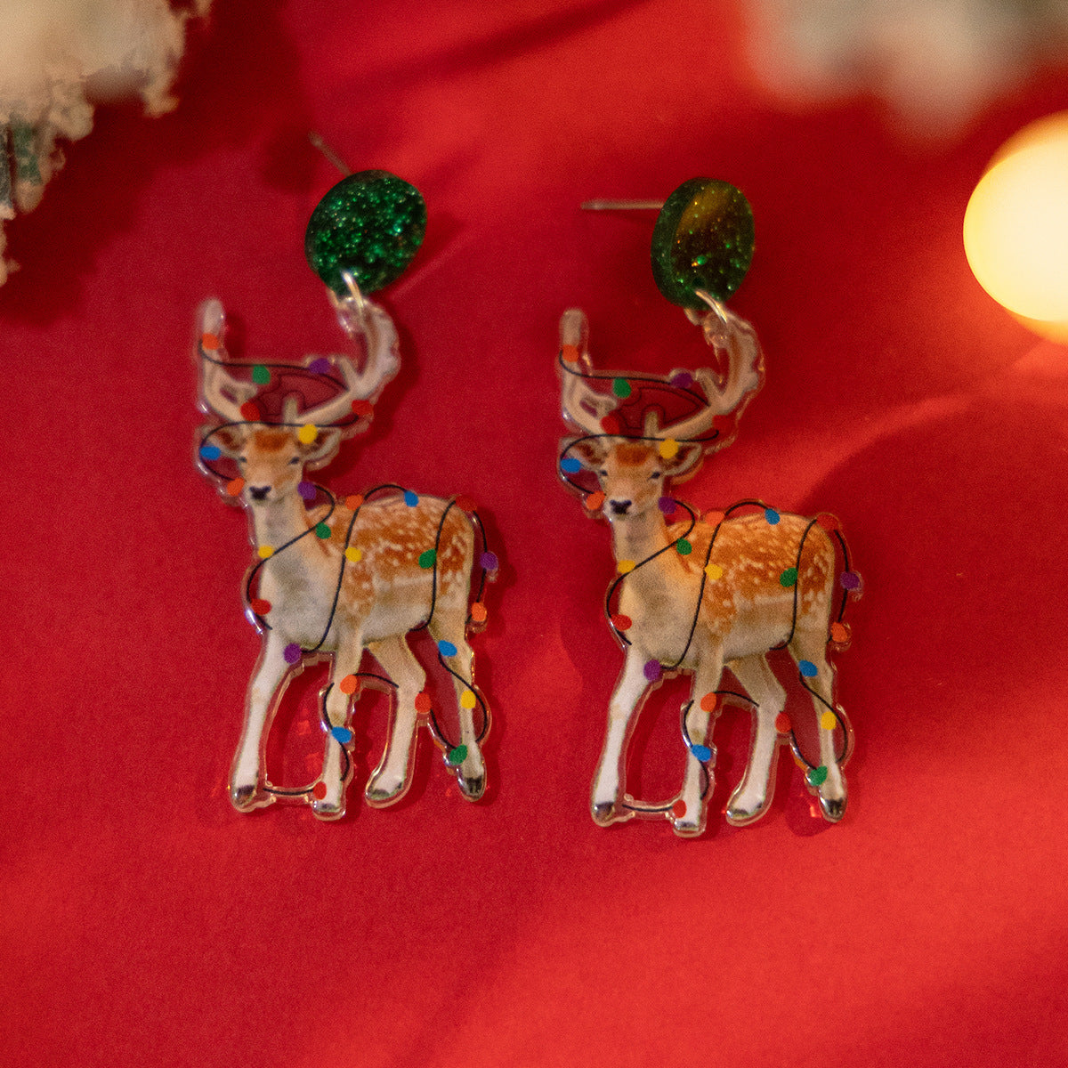 Planderful Vienna Verve Christmas Earrings Fringed Pendant For Women Elk Tree Design Statement