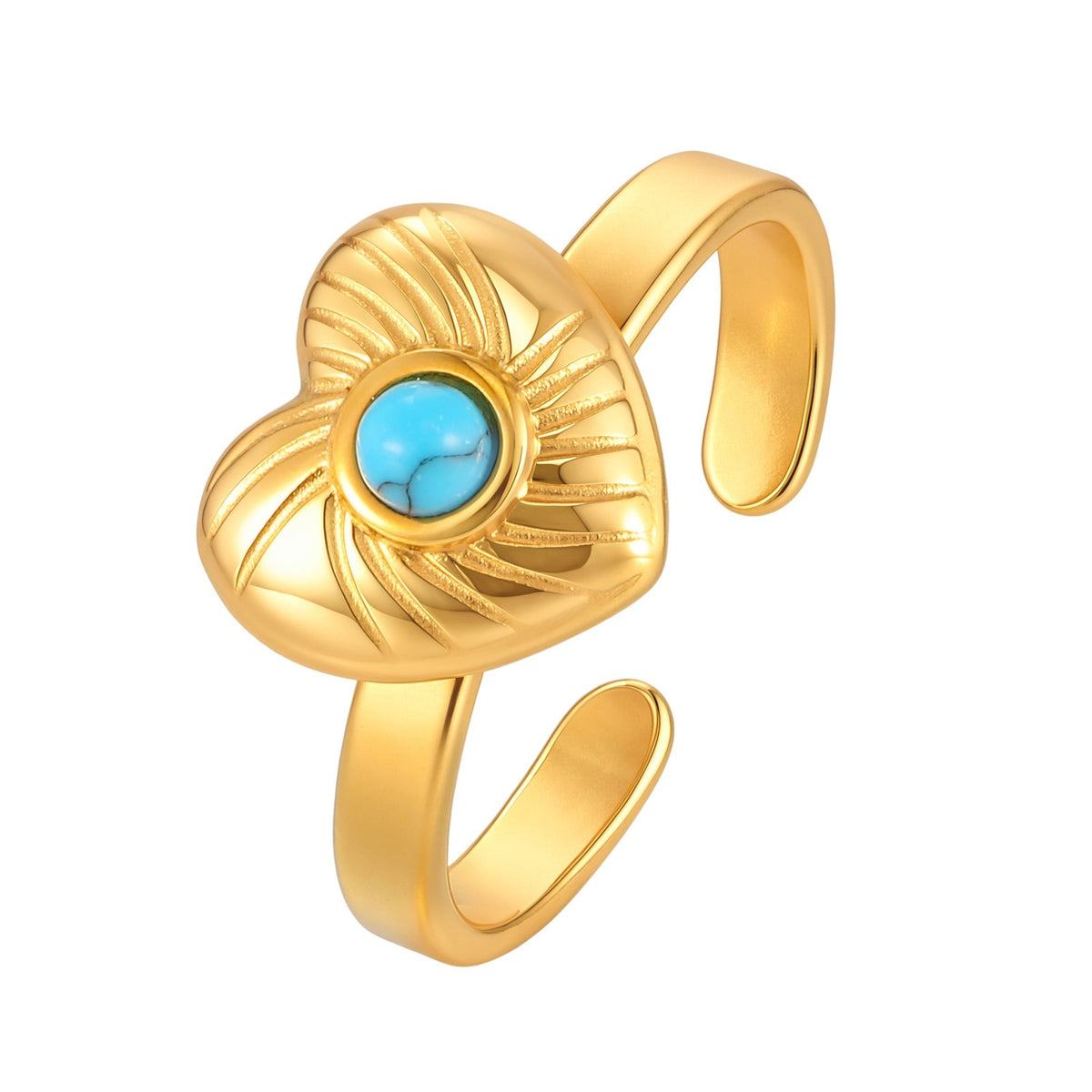 Stainless Steel Heart Thread Natural Turquoise – Live Design For Men & Women Ring