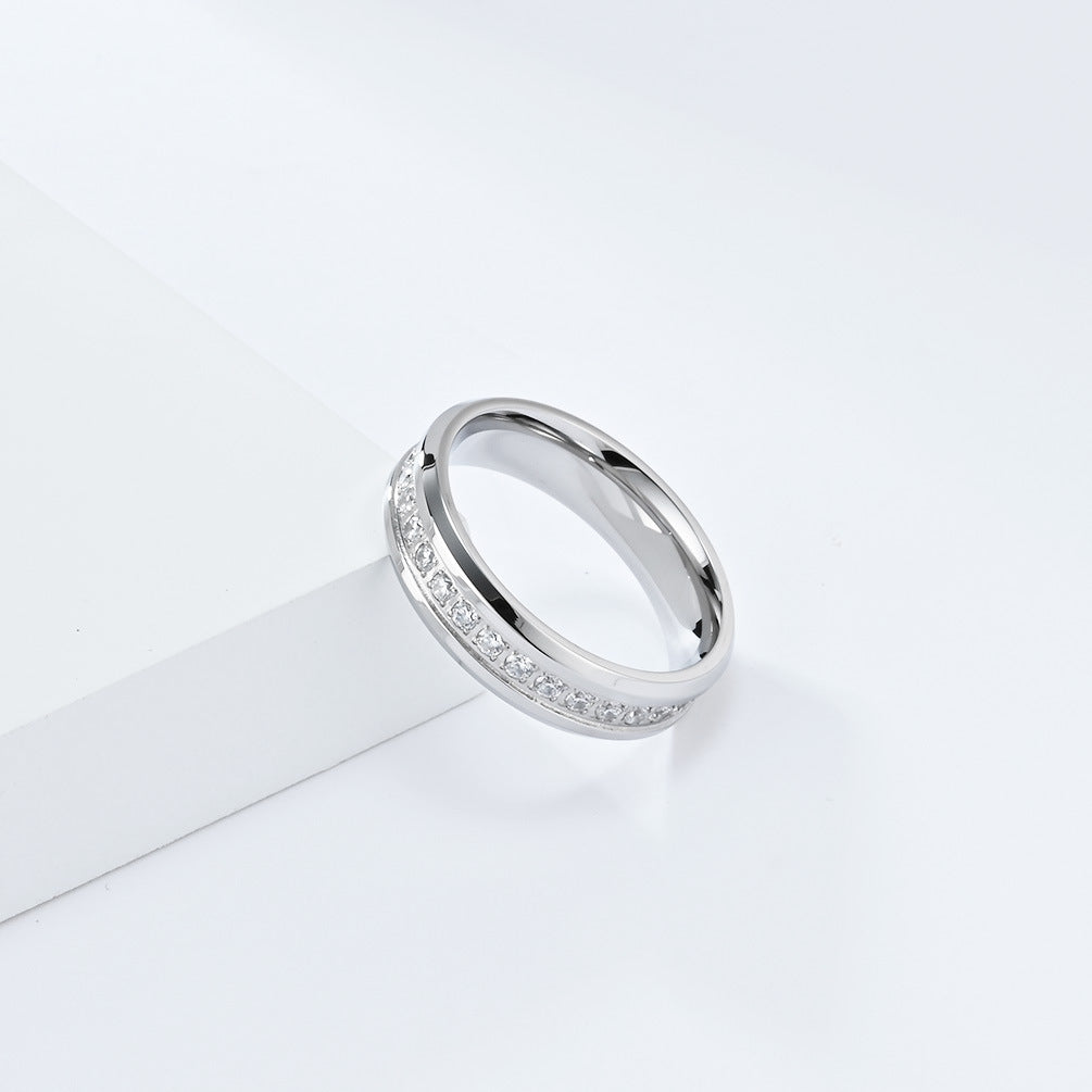 Planderful Everyday Genie Titanium Steel Zircon Ring for Couples - Elegant Wedding Proposal Jewelry for Men and Women