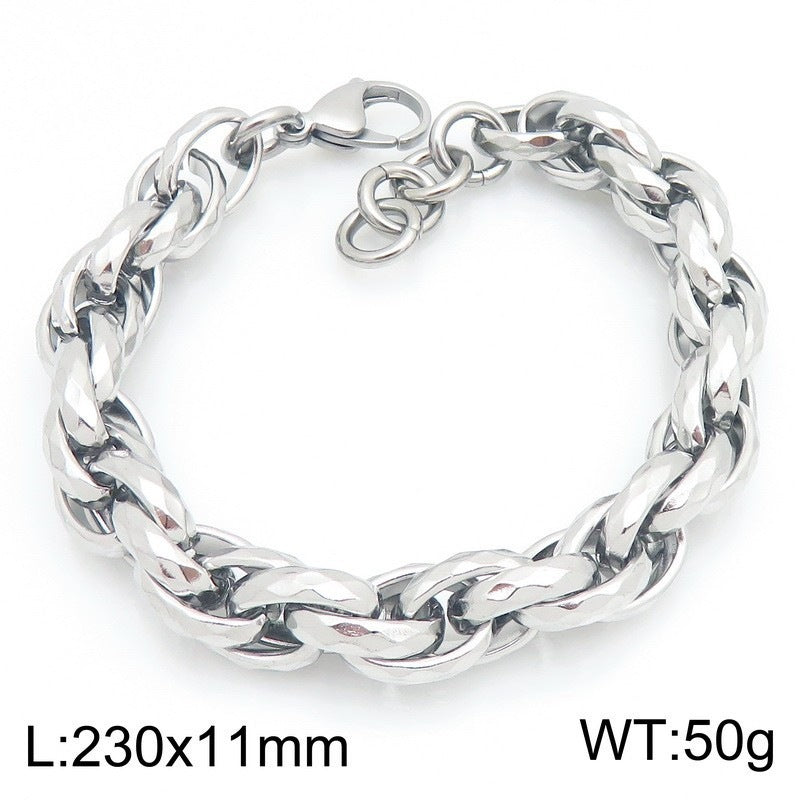 11mm Hammer Twist Twist Chain With Extension Chain Stainless Steel Men's Bracelet