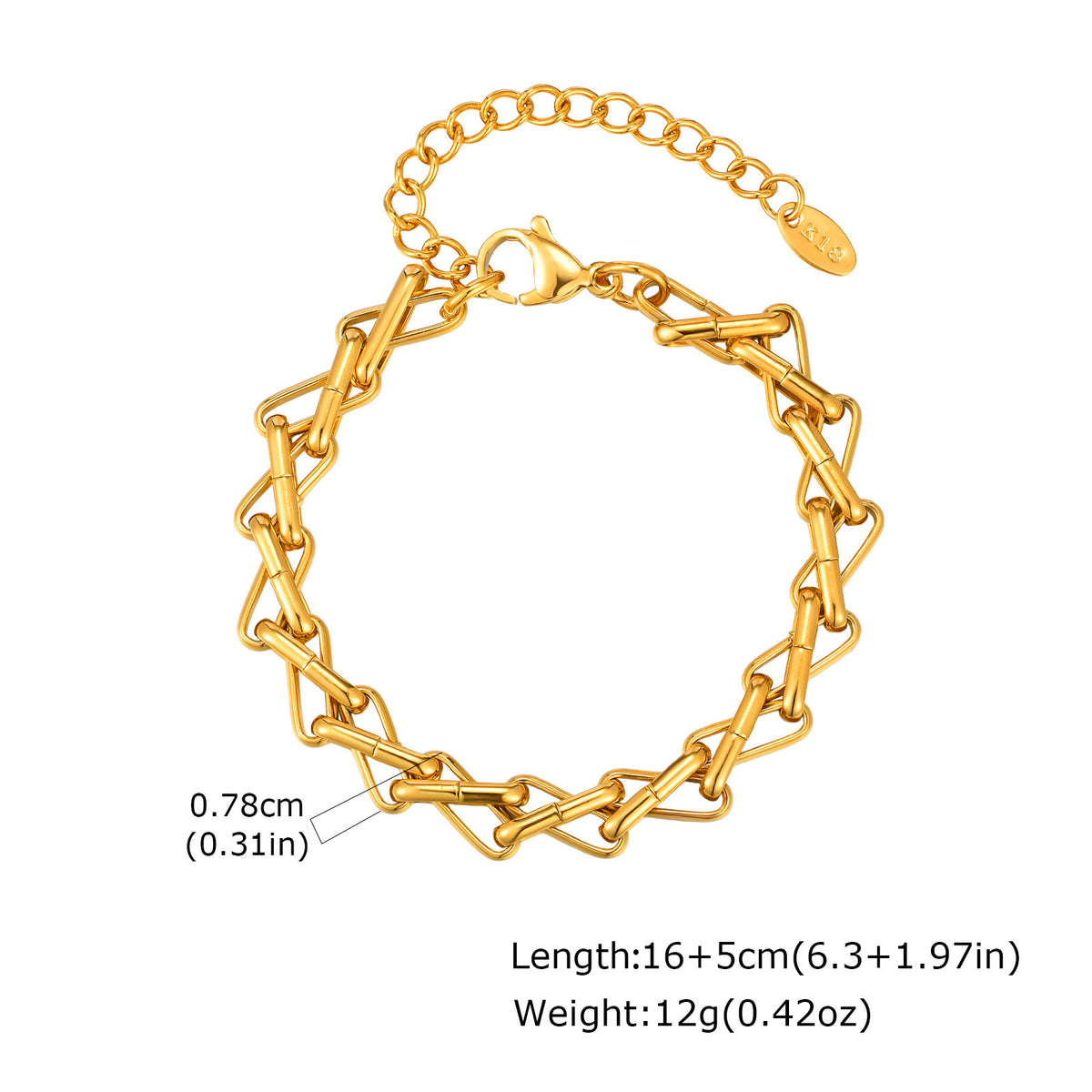 Splicing Handmade Chain Gold Stainless Steel Bracelet