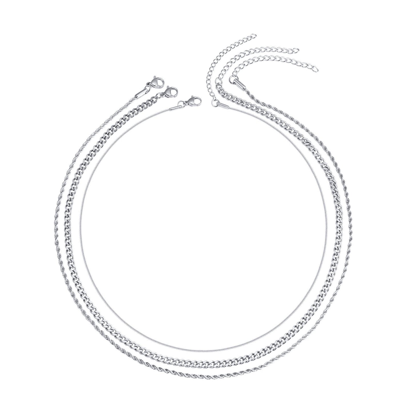 Stainless Steel Twist Chain Round Snake Chain Stacked Necklace Gold