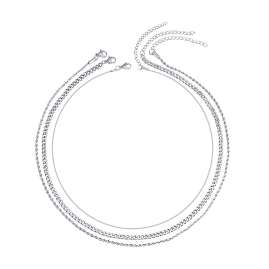 Stainless Steel Twist Chain Round Snake Chain Stacked Necklace Gold