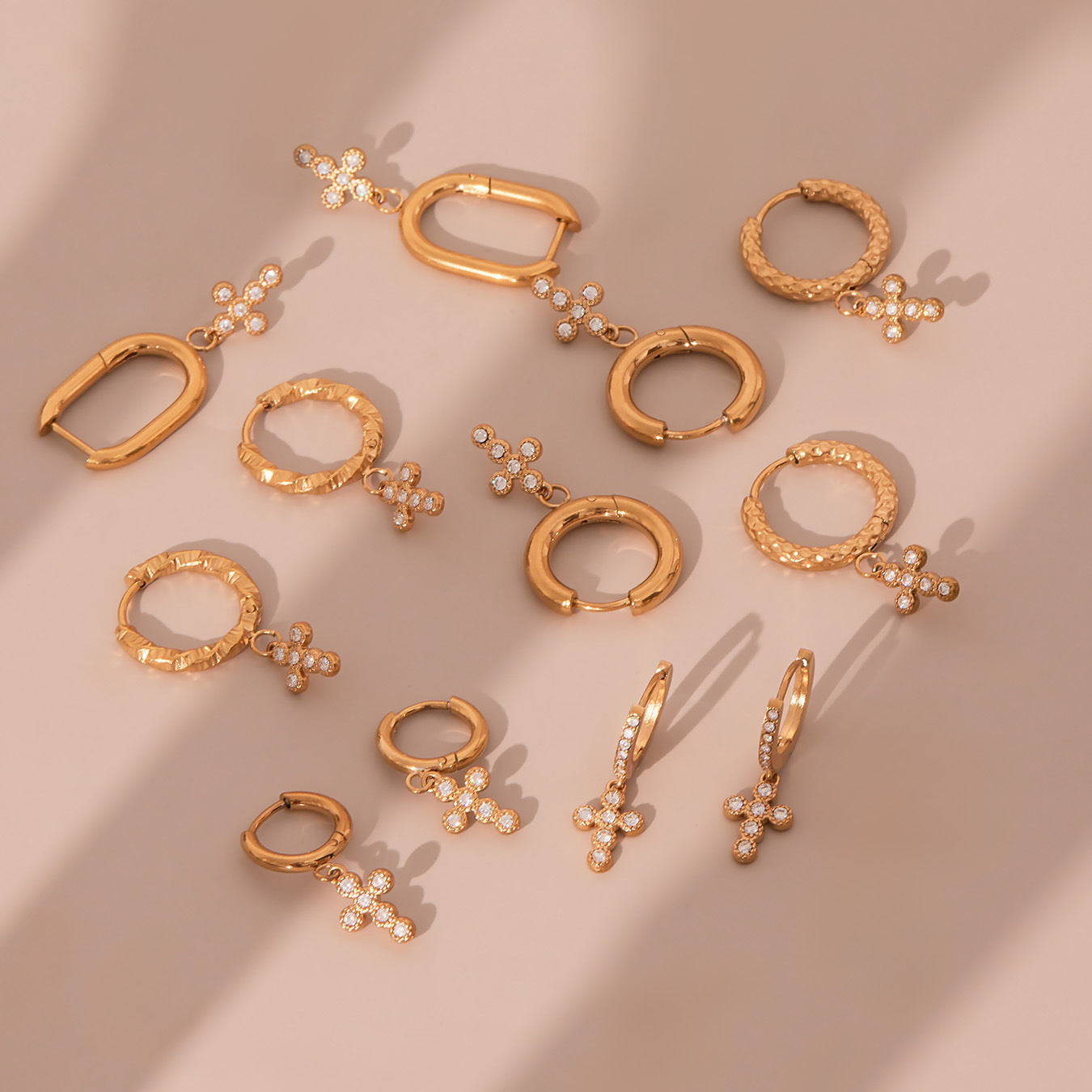 Planderful Zircon Cross Earrings Gold Plated Everyday Genie