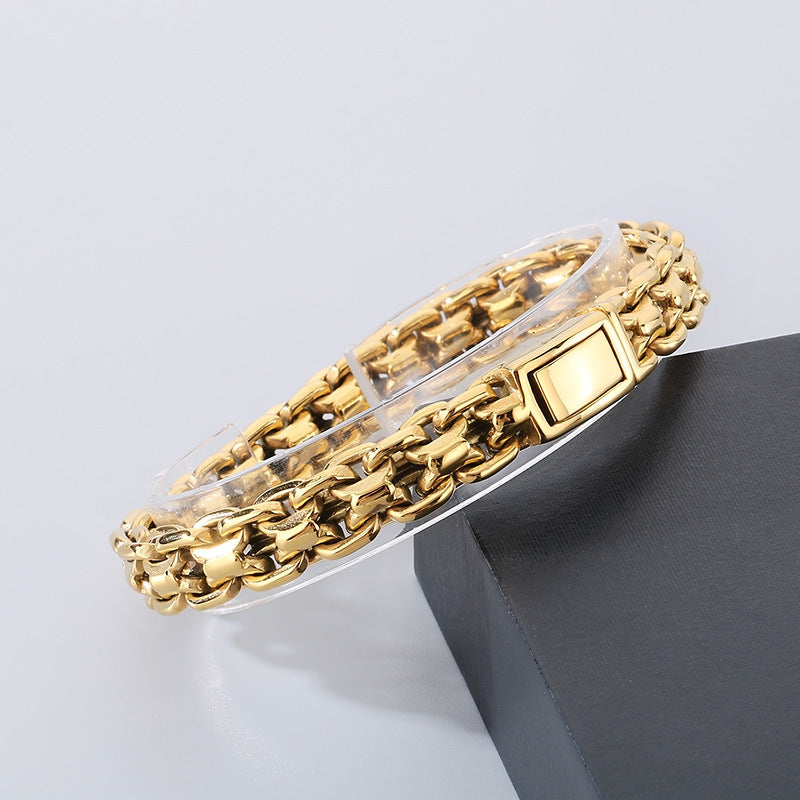 Interlocking Bracelet Necklace Hip Hop Titanium Steel Men