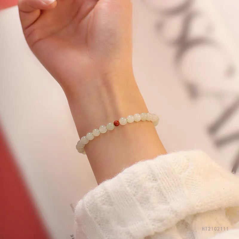 Hetian Jade & Red Agate Beaded Bracelet