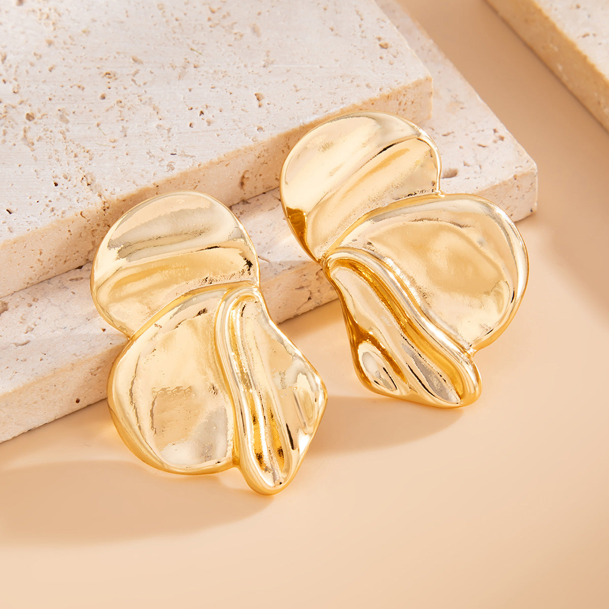 Planderful Vienna Verve Earrings – Elegant Three-Dimensional Metal Flower Design