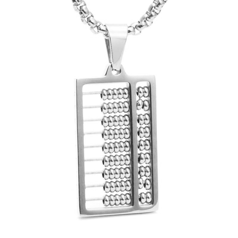 Trendy Titanium Steel Rectangular Abacus Pendant Necklace for Men - Stylish Gift from Planderful's Everyday Genie Collection
