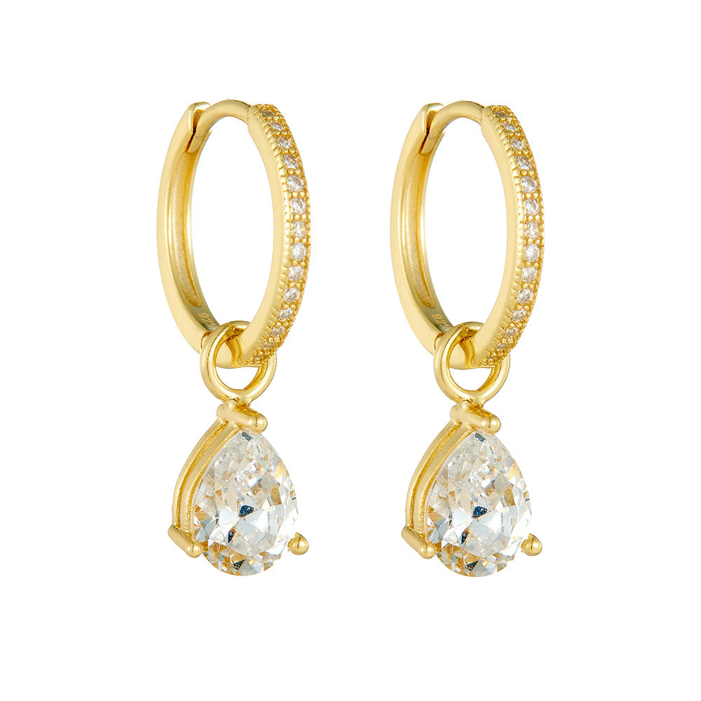 Planderful S925 Sterling Silver Water Drop Zircon Earrings For Women Elegant Everyday Luxury