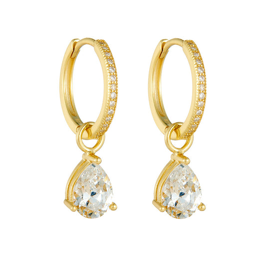 Planderful S925 Sterling Silver Water Drop Zircon Earrings For Women Elegant Everyday Luxury