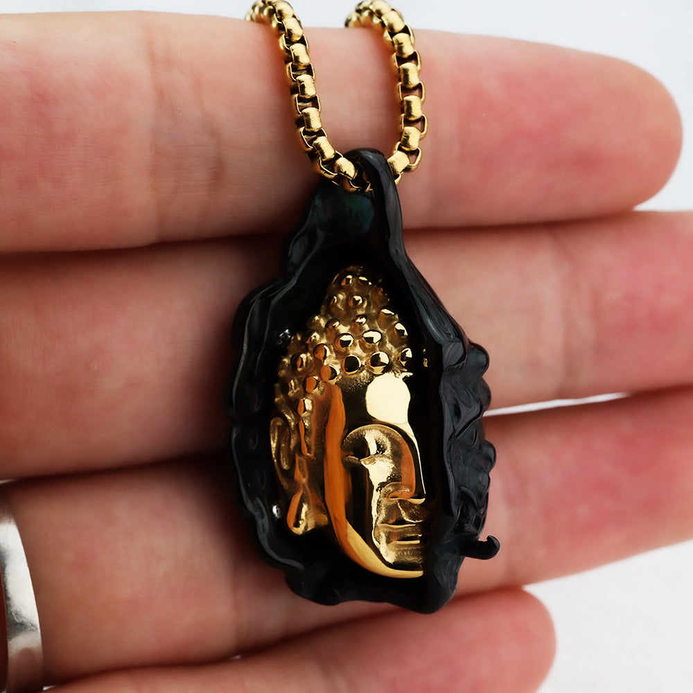 Planderful Stainless Steel Necklace Evil Buddha Logo For Men Pendant Jewelry Durable Bold Design Everyday Genie