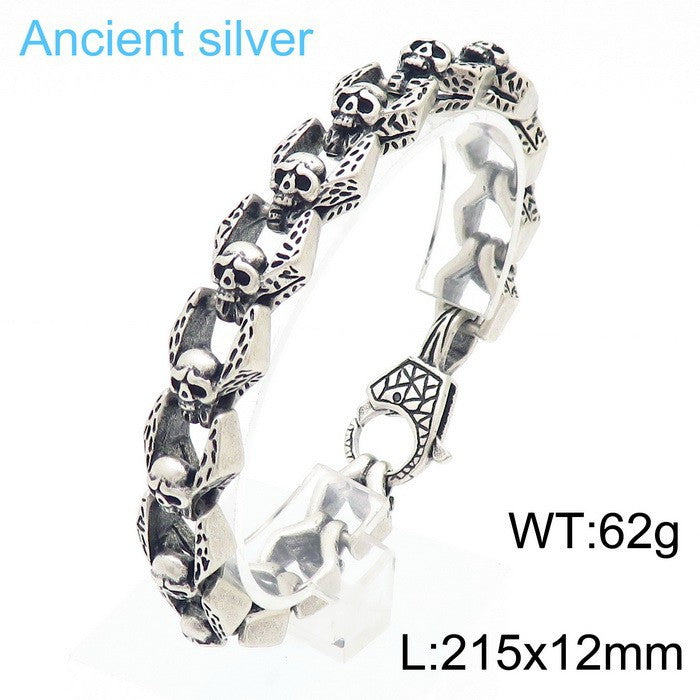 Planderful Skull Bracelet Men Titanium Steel Retro Style
