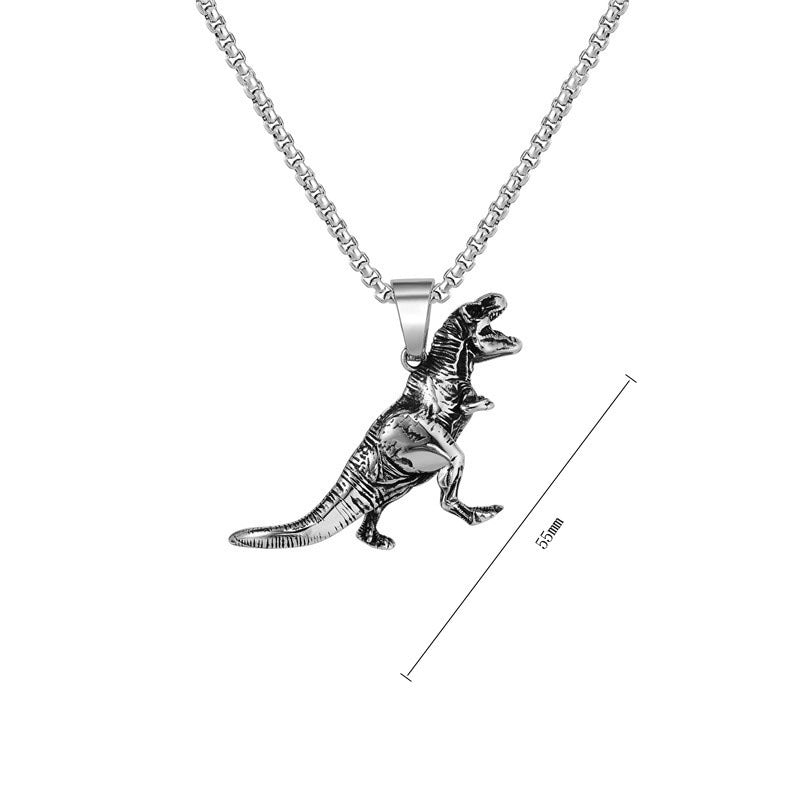 Personalized Tyrannosaurus Rex Pendant Steel Unisex Bold Retro Dino Gift Planderful