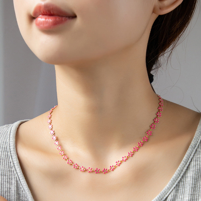 Korean Drop Glaze Floral Necklace - Vienna Verve Collection