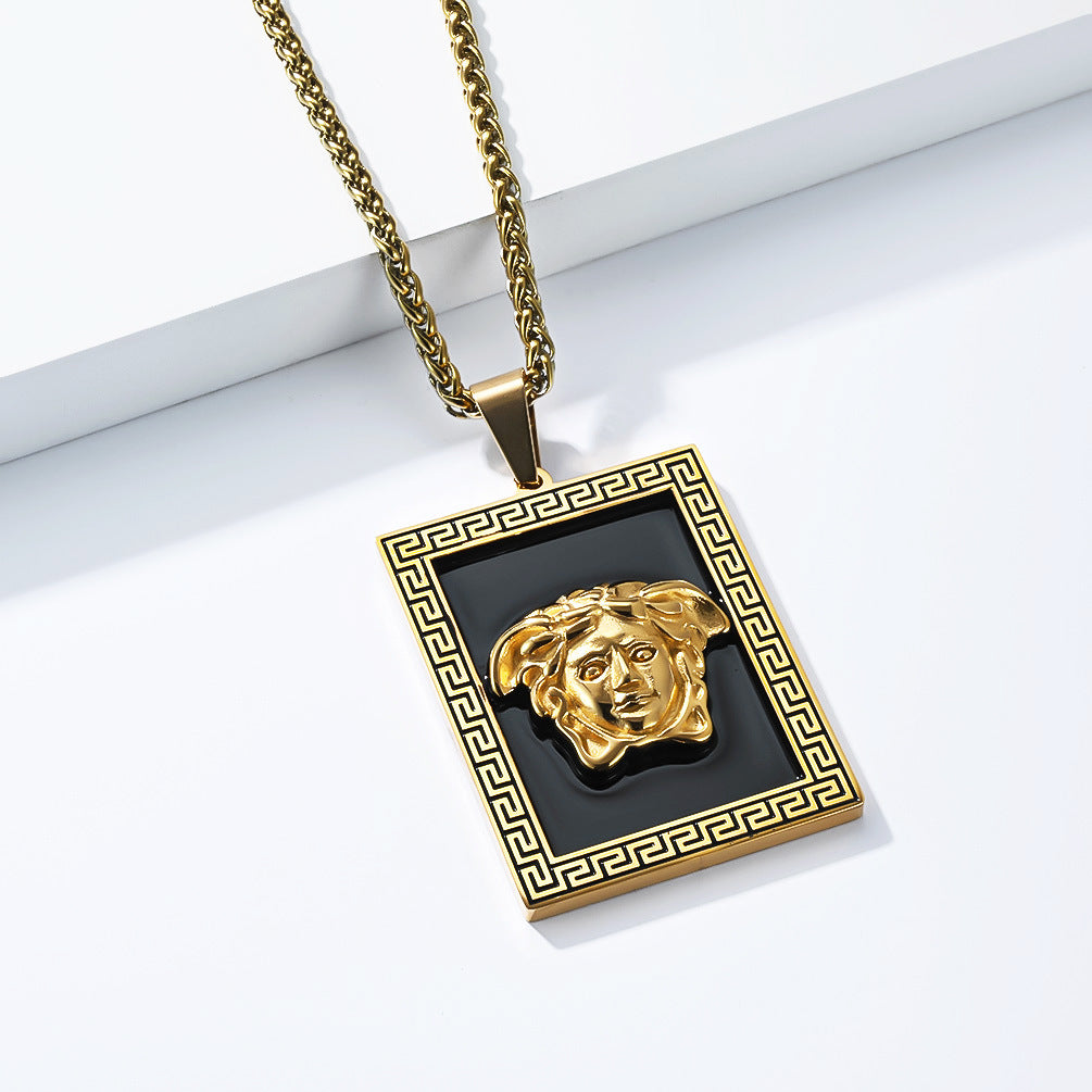 Planderful Medusa Necklace For Men Unisex Pendant Titanium Steel Non Fading Light Luxury