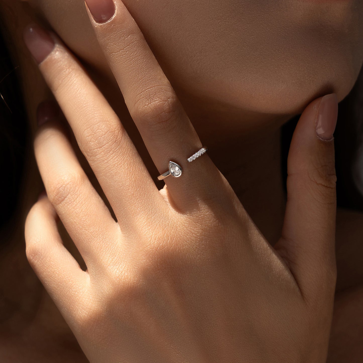 Planderful Everyday Genie Ring – Adjustable Sterling Silver Water Drop Design