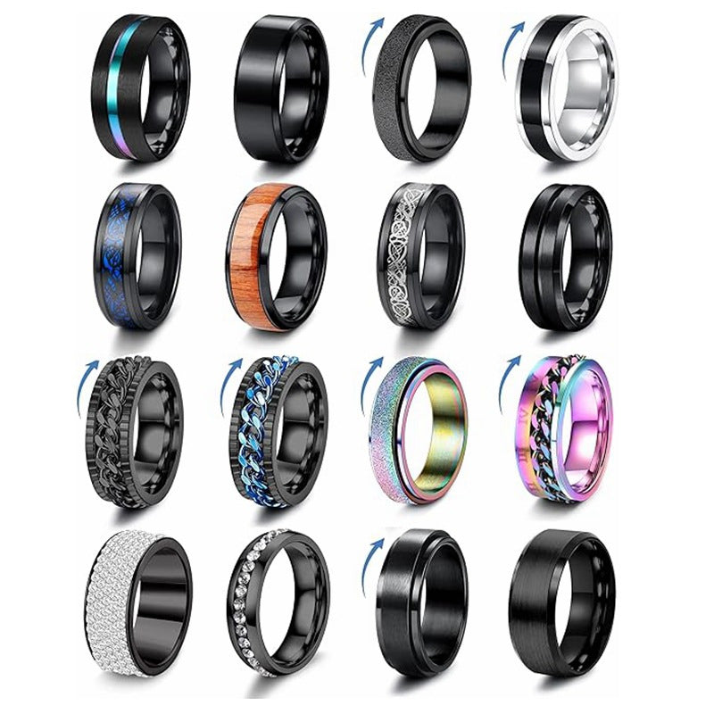 Planderful Titanium Steel Ring Rotating Beveled Celtic Unisex Anxiety Relief Protection