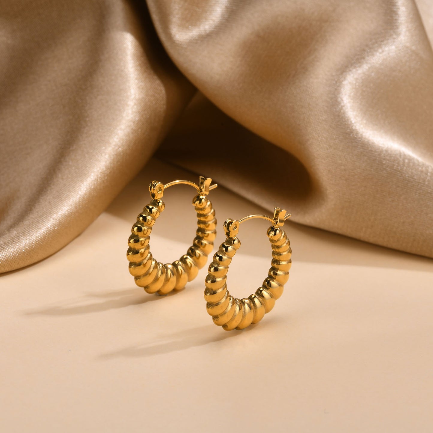 European And American Cross-Border Jewelry Golden Bamboo Earrings