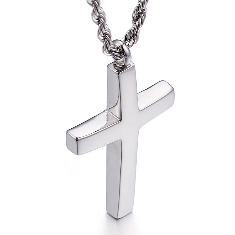 Stylish Men's Titanium Steel Cross Pendant Necklace - European and American Design
