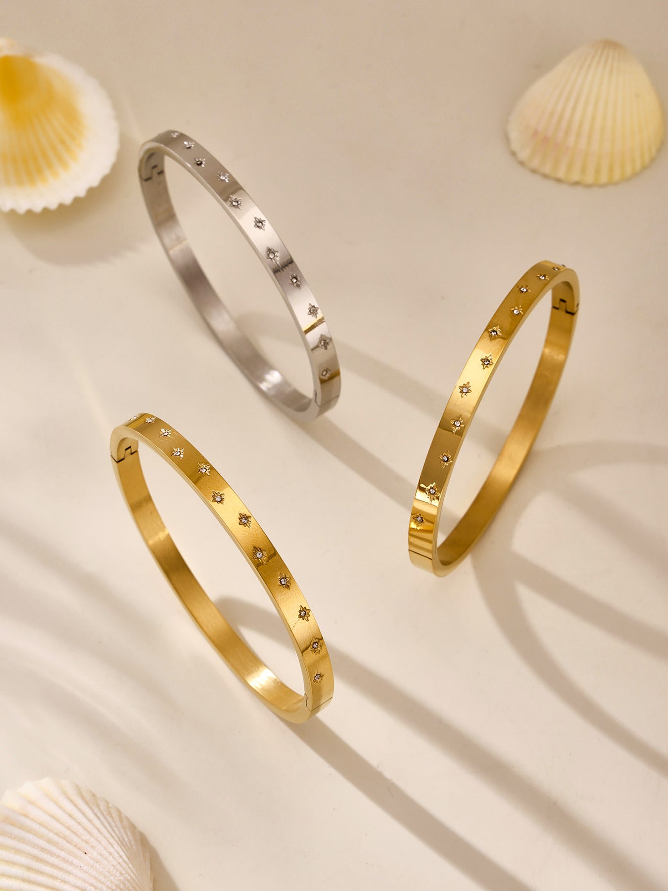 Planderful Zircon Encrusted Titanium Bracelet For Women