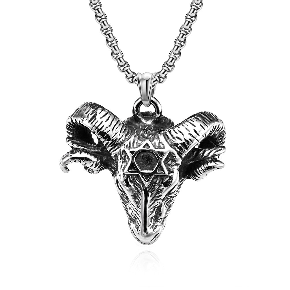 Cross-Border European and American Retro Goat Head Necklace