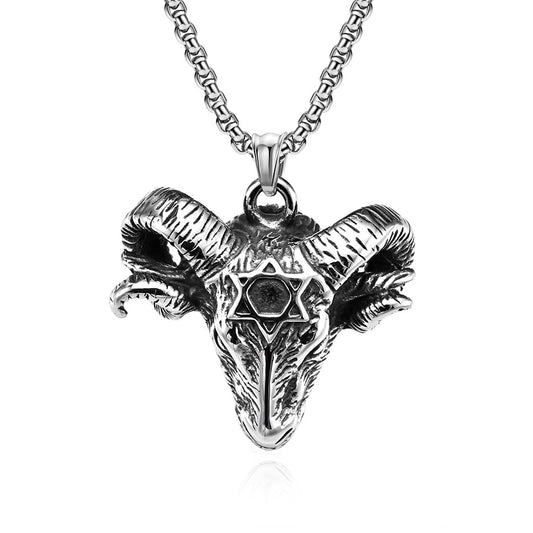 Cross-Border European and American Retro Goat Head Necklace
