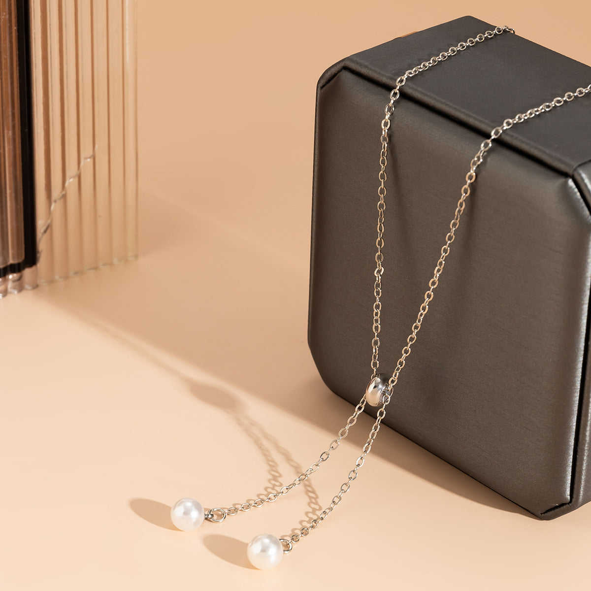 Pearl-Style Star & Teardrop Fringe Necklace