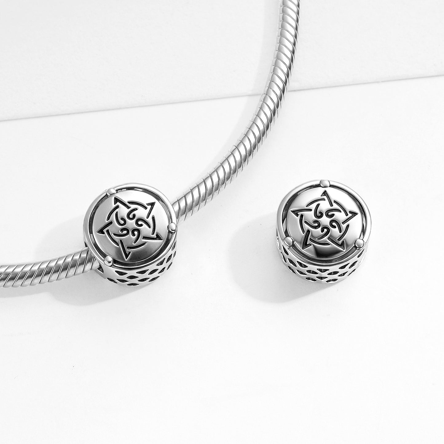 Planderful Jewelry Sterling Silver Celtic Five Star Knot Beaded Bracelet Pendant Accessory