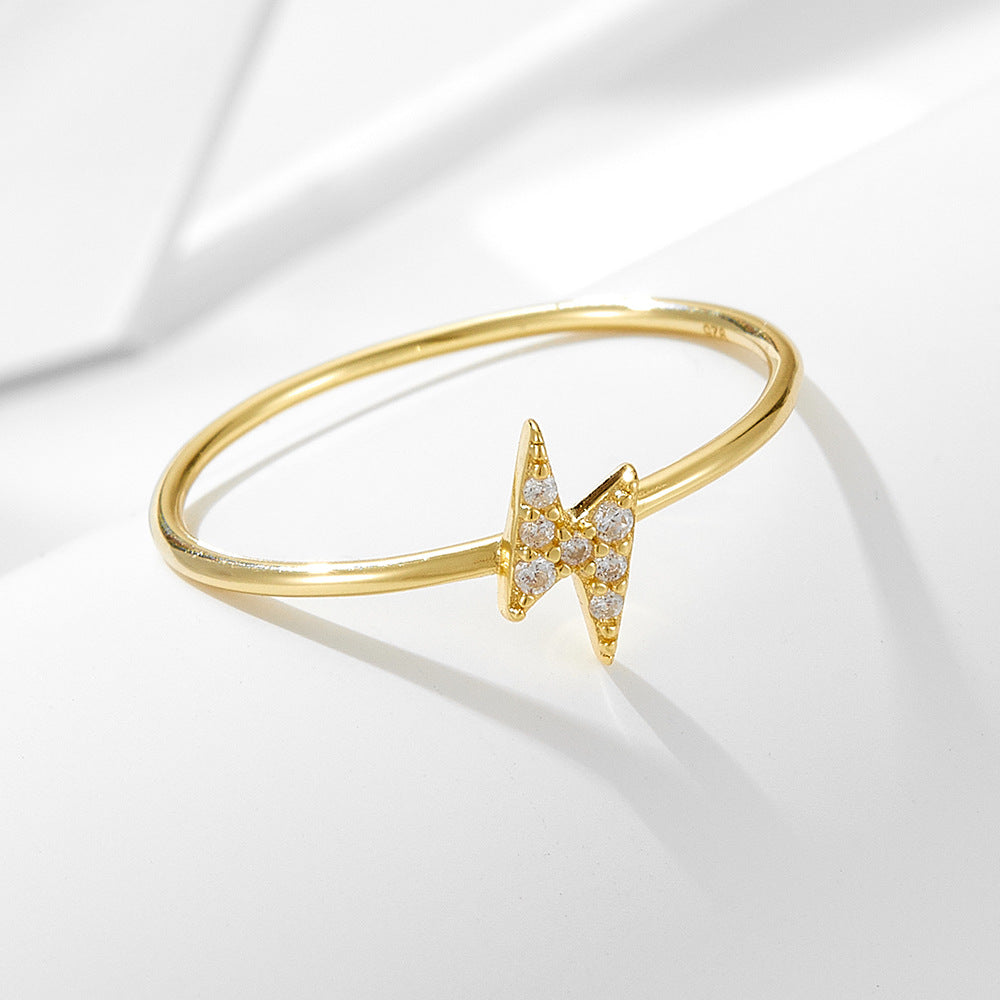 Popular 925 Sterling Silver Lightning Zircon Ring Hipster Slender Tail Ring Jewelry