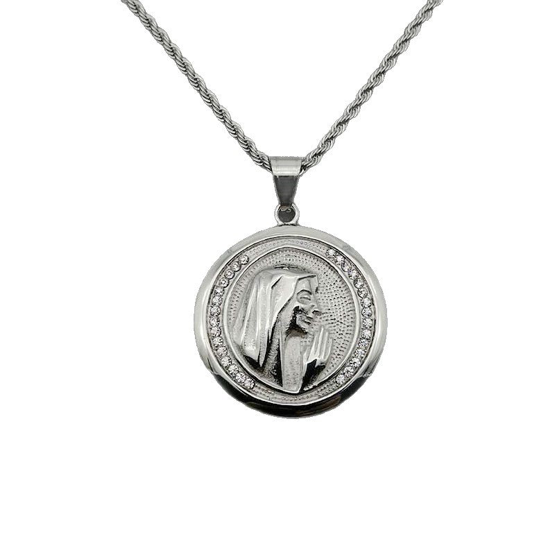 Planderful Everyday Genie Hip Hop Necklace Gold Plated Zircon Round Pendant for Hip Hop Fans