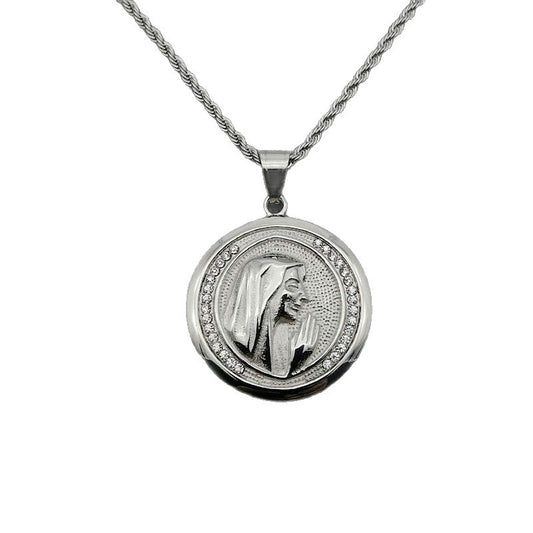 Planderful Everyday Genie Hip Hop Necklace Gold Plated Zircon Round Pendant for Hip Hop Fans