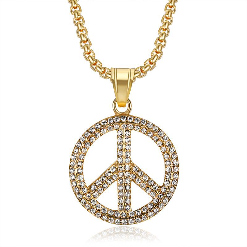 Steel Necklace - Statement Peace Sign Pendant