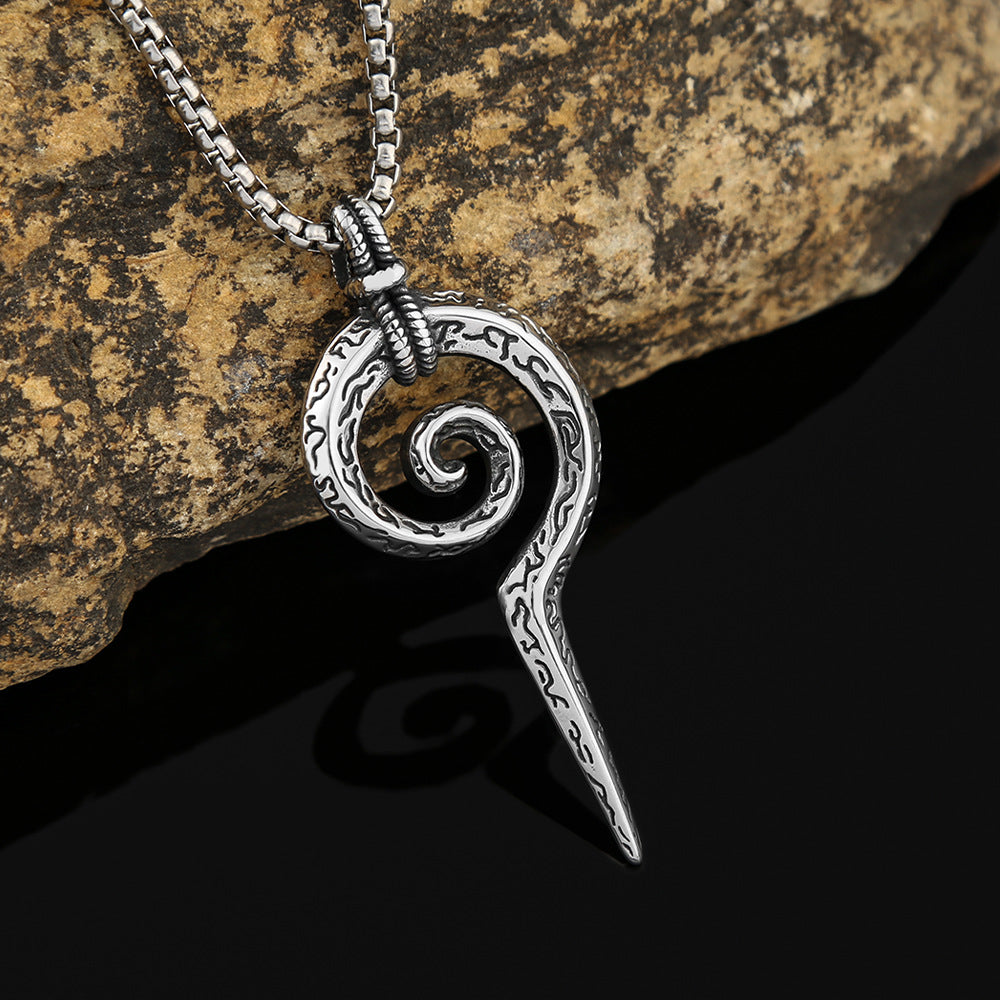 Stylish Titanium Steel Snake Scepter Necklace for Men
